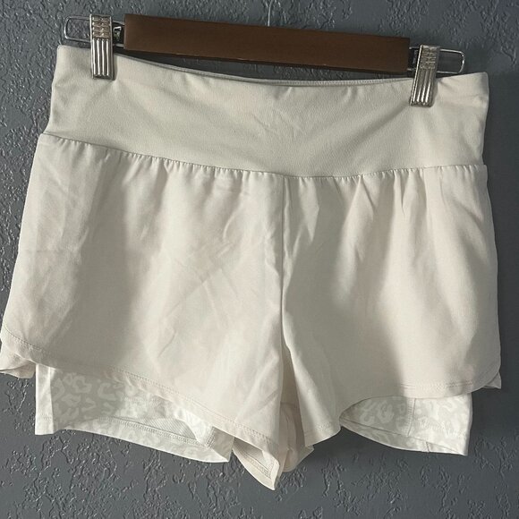 RBX Double Layer Womens Activewear shorts White Size S/P - Picture 1 of 5